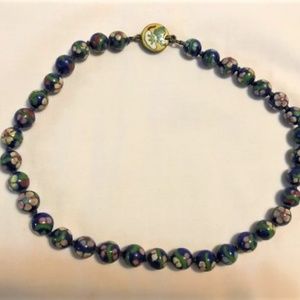 Vintage Blue Cloisonne Necklace